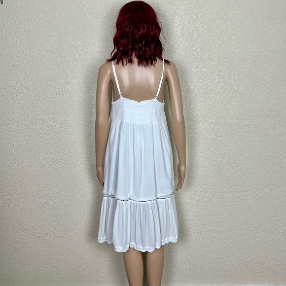 Cupcakes & Cashmere Crochet Frill Sundress Womens Medium White Drop Waist Coast - Picture 2 of 9